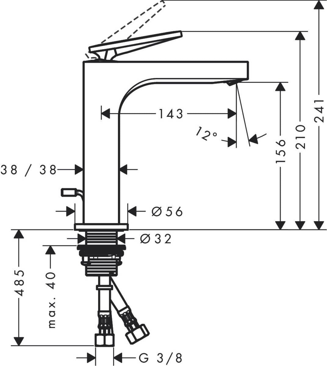 Einhebel-Waschtischmischer 160 mit Hebelgriff und Ablaufgarnitur - Bidet Faucets Rauten Schliff Axor Citterio