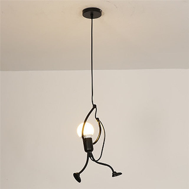 Hanging Chandelier Creative Swing Small Humanoid Chandelier Iron Pendant Lamp