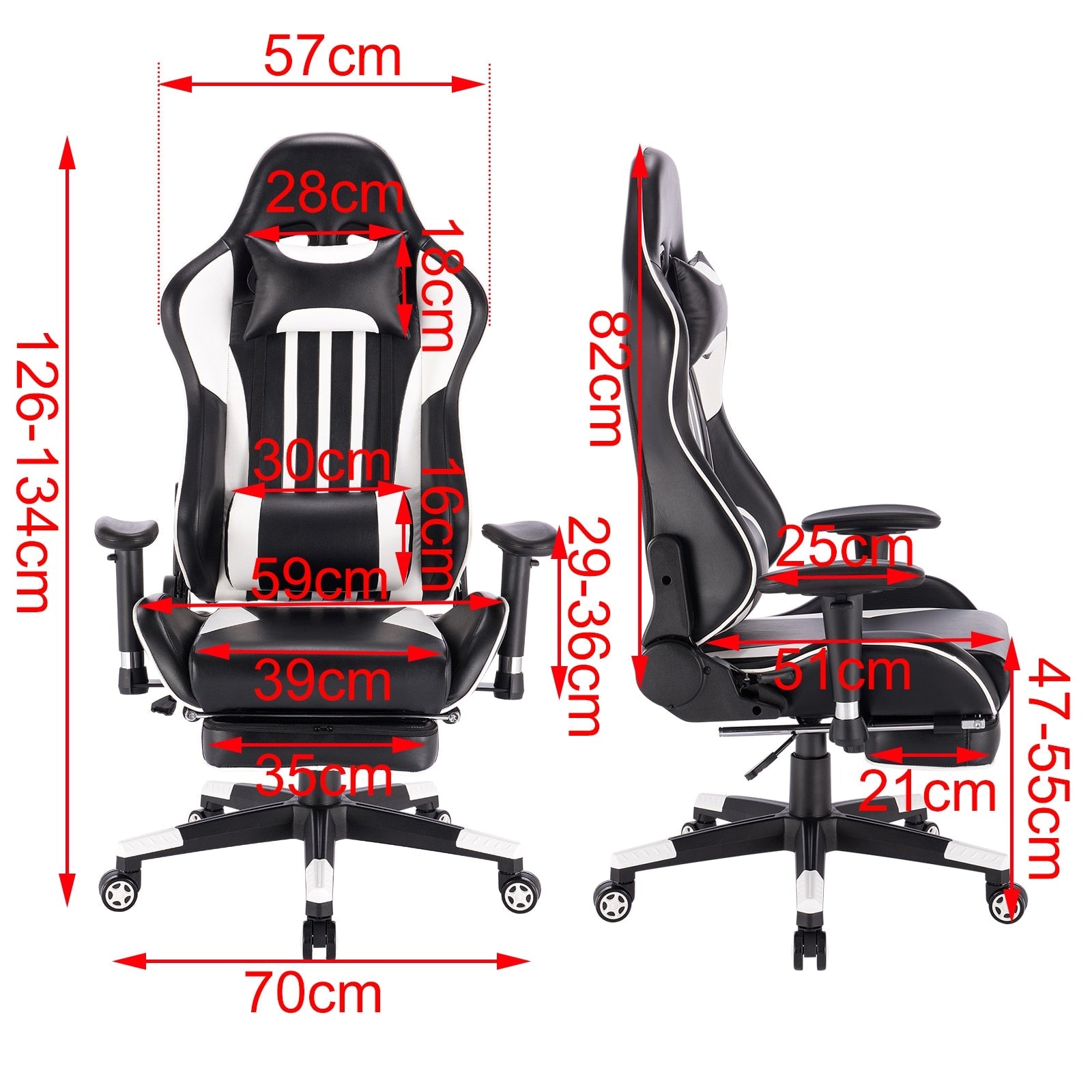 Gaming Chair Footrest Racing Swivel Desk Office Chair Headrest Ergonomic Computer Leather Chairs