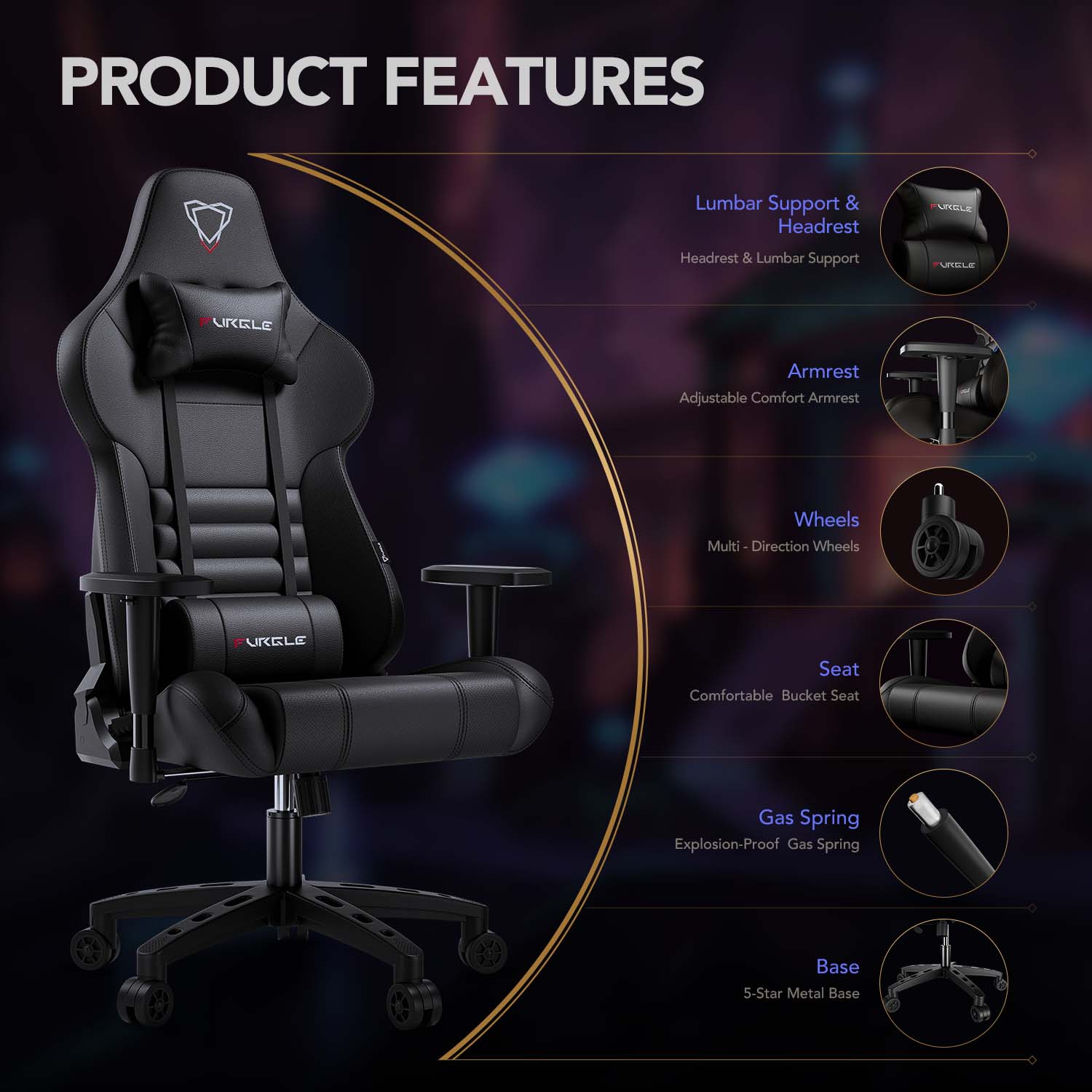 Gaming Chair Computer Office WCG Ergonomic Leather Chairs