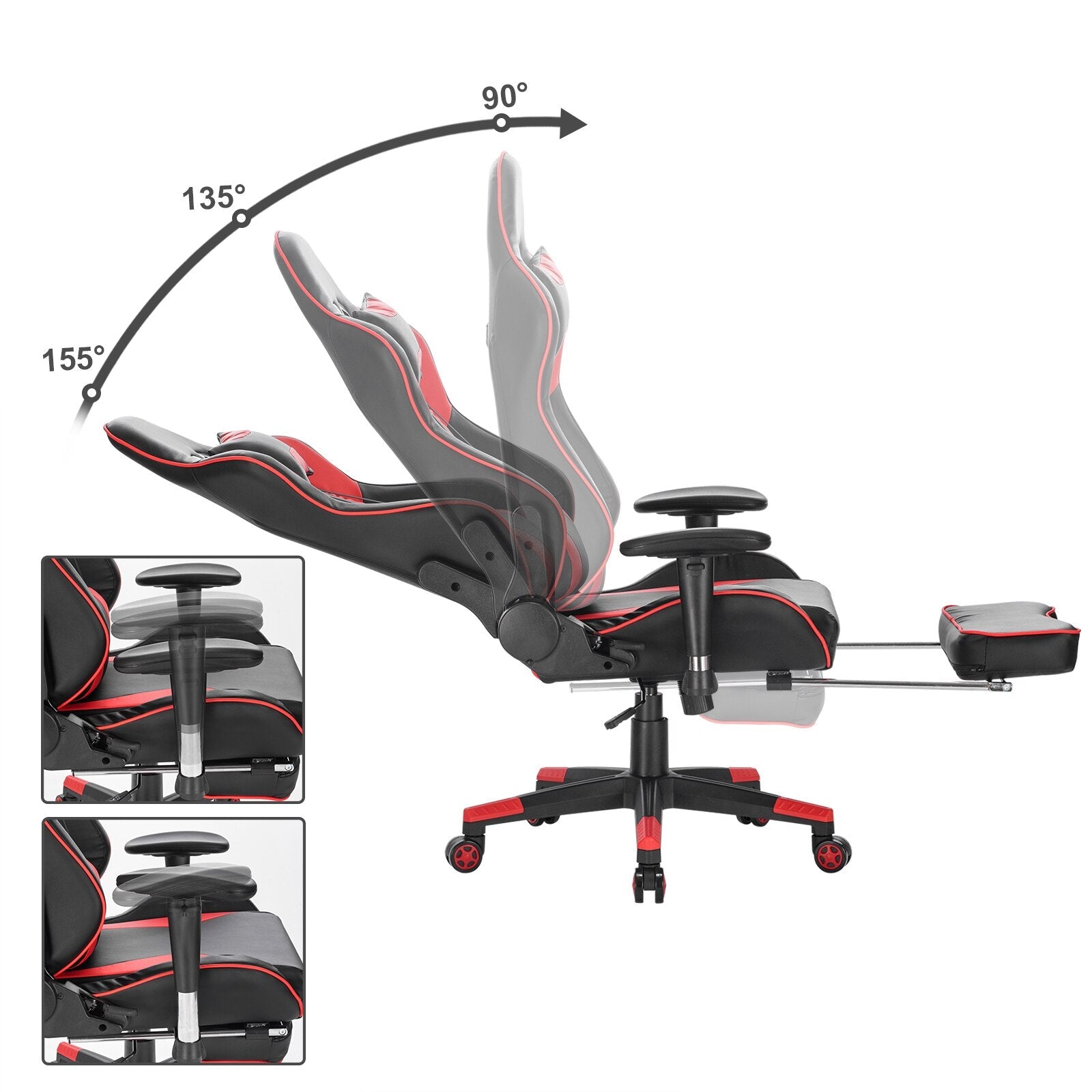 Gaming Chair Footrest Racing Swivel Desk Office Chair Headrest Ergonomic Computer Leather Chairs