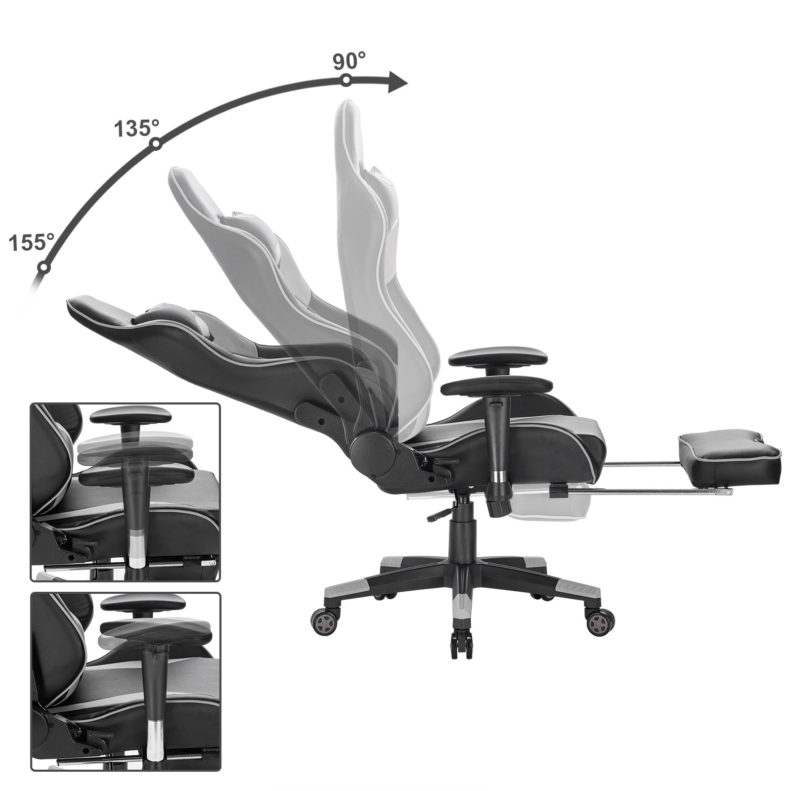 Gaming Chair Footrest Racing Swivel Desk Office Chair Headrest Ergonomic Computer Leather Chairs