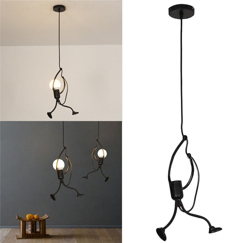 Hanging Chandelier Creative Swing Small Humanoid Chandelier Iron Pendant Lamp