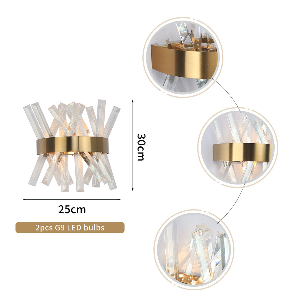 Wall Lamps Modern Gold LED Crystal Wall Sconce Lights