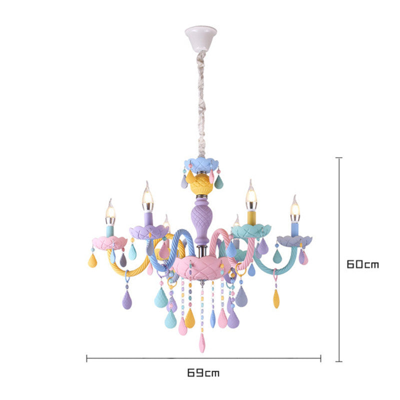 Children's Room Lighting Modern Rainbow LED Crystal European Lustres Kids Makaron Room Lights