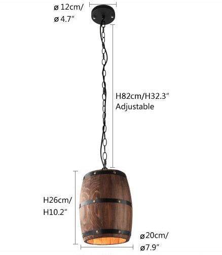 Pendant Lights American Country Natural Wood Wine Barrel E27 Pendant Lights