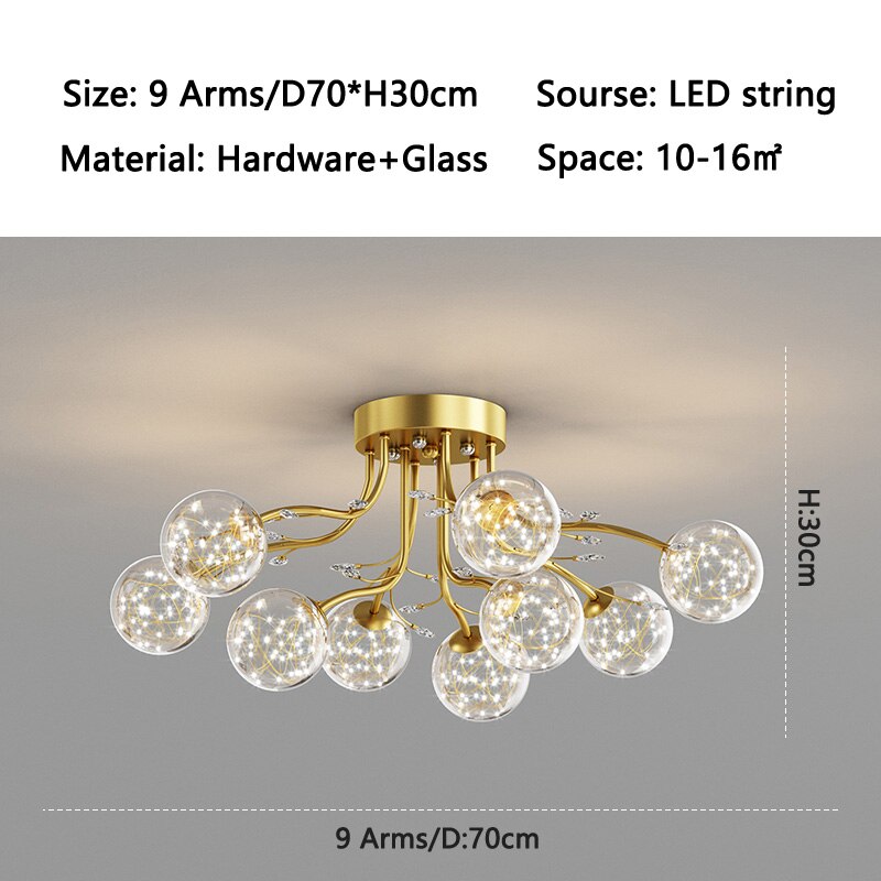 Chandelier Nordic Glass Ball G9 Led Ceiling Lights Crystal Ceiling Lamps Chandeliers