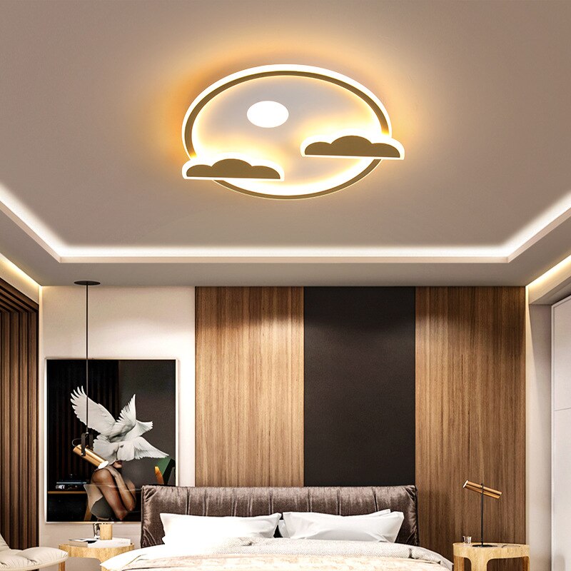 Children's Room Lighting Cloud Led Lighting Hall Nordic Indoor Gold Round Ceiling Lights