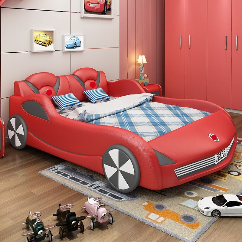 Kids Bed  Car Type Multifunctional Leather Bed