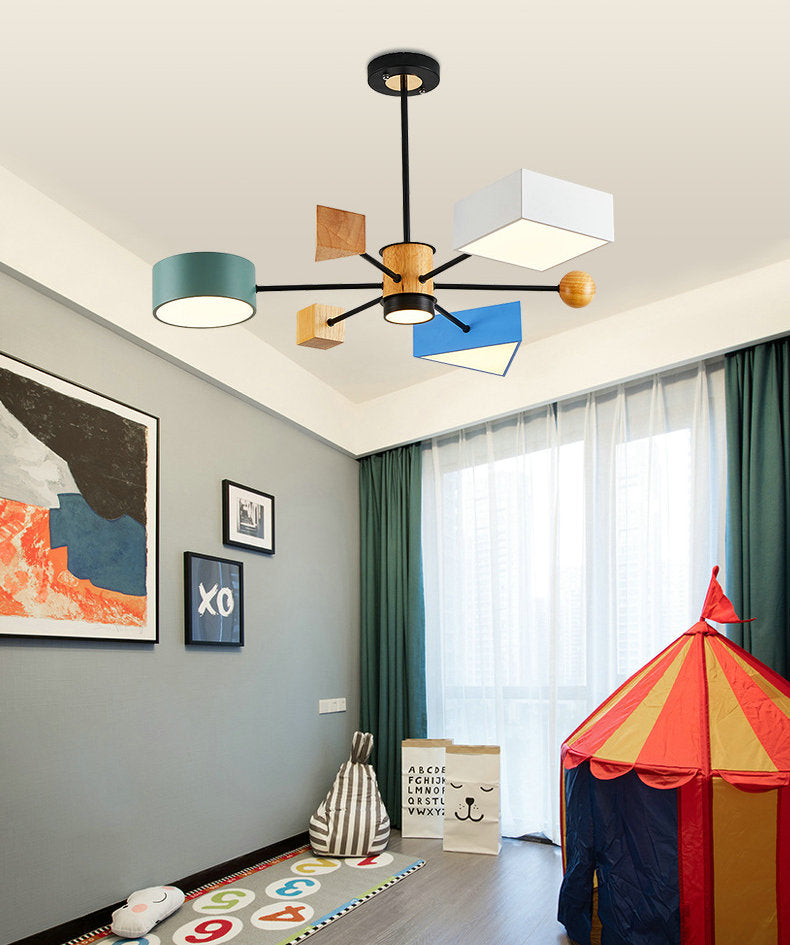 Children's Room Lighting Nordic Wooden Pendant Lamp Kids Pendant Lights 