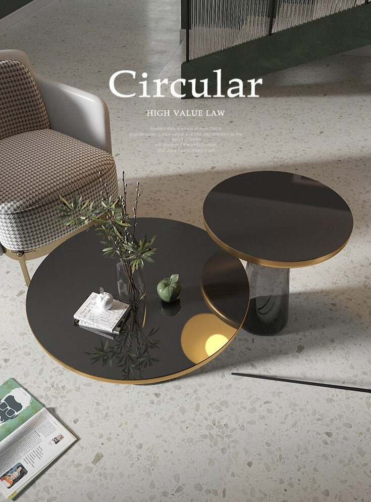 Glass Coffee Tables Living Room Furniture Glass Round Couchtisch Light Luxury Glass Table