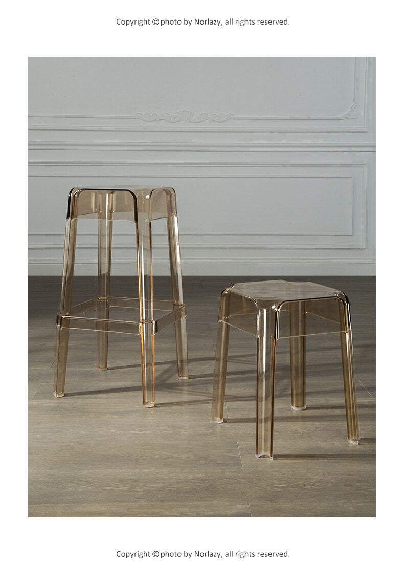 Ghost Chairs Nordic Stools Square Creative Transparent Plastic Chair Crystal Acrylic Stool