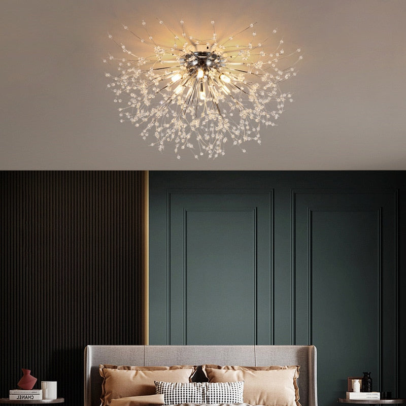 Chandelier Dandelion Crystal Ceiling Light Creative Starburst Ceiling Lamps Chandeliers 