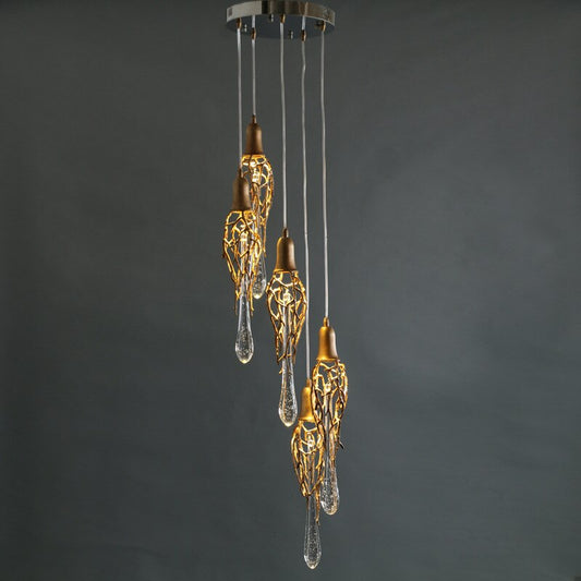 Chandelier Modern Brass Crystal Copper Pendant Hanging Glass Drops Pendant Lights