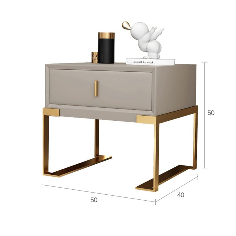 Bedside Cabinet Bedroom Solid Wood Leather Minimalist Bedside Cabinet Nachttisch