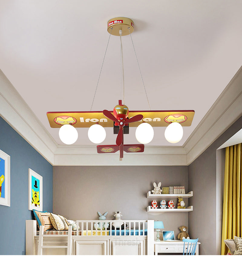 Children's Room Lighting Wooden Airplane Chandelier Kids Room Lights