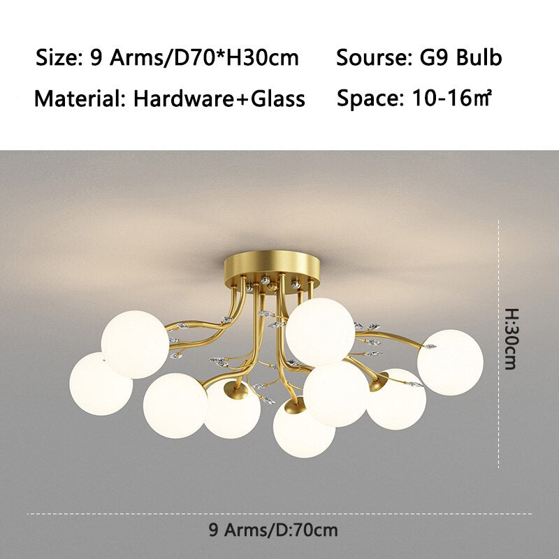 Chandelier Nordic Glass Ball G9 Led Ceiling Lights Crystal Ceiling Lamps Chandeliers