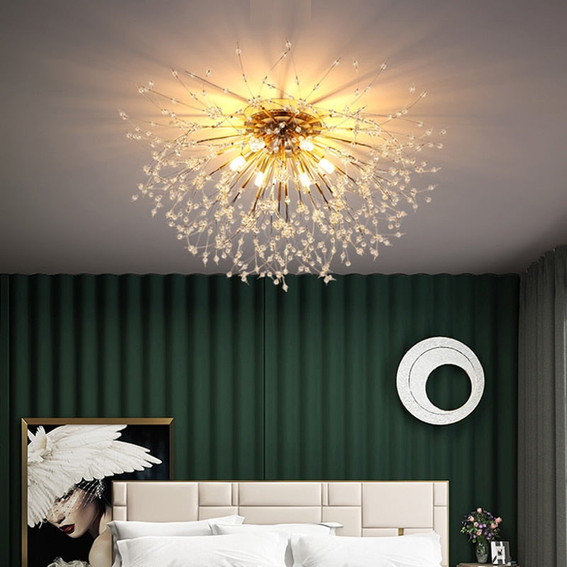 Ceiling Lights Dandelion Crystal Creative Starburst Chandeliers