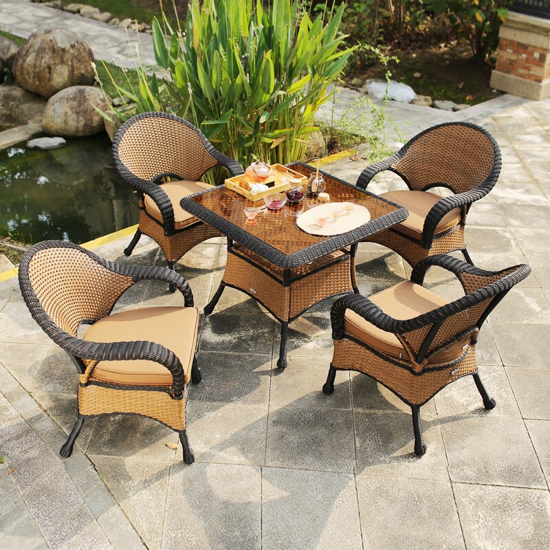 Outdoor Sets Balcony Garden Furniture Leisure Table Chairs European-Style Terrace Home Villa Rattan Outdoor Sets