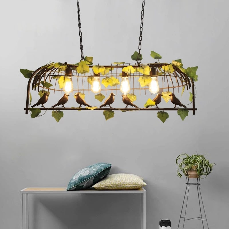 Pendant Light Vintage Bird Cage Lights Garland Hanging Garden Pendant Lights