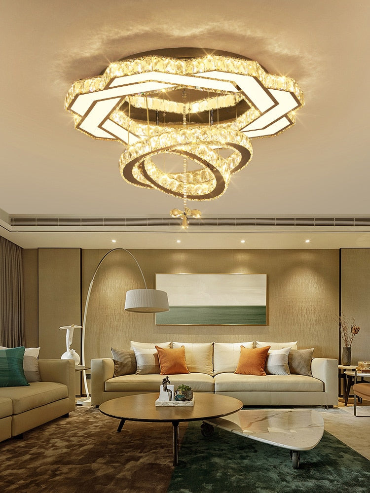 Ceiling Light Modern Сhrome Crystal LED Lustres Ceiling Lights