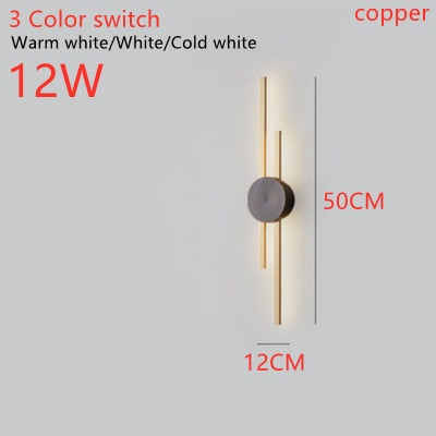 Wall Lamps Surface Mount Minimalist LED Long Coppe Wall Lights