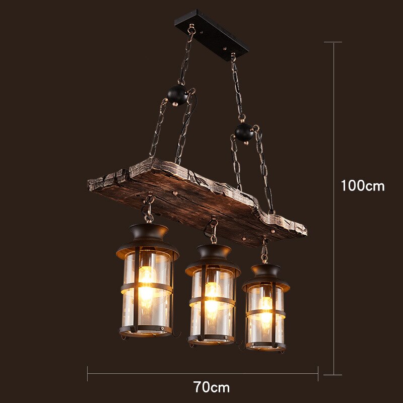 Pendant Light Antique Industrial Retro Wood E27 LED Ceiling Chandelier Wood Pendant Lights