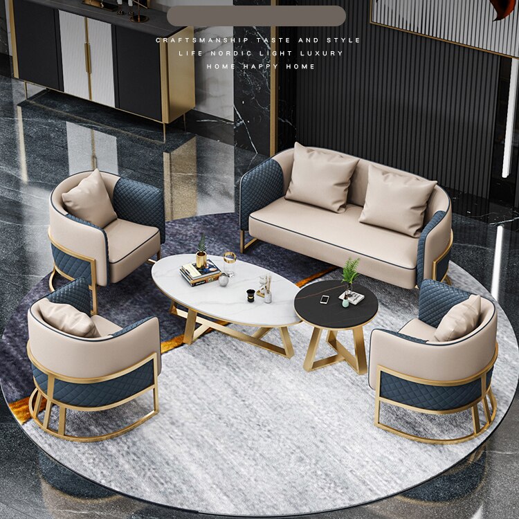 Sofa Sets Nordic Living Room Hotel Lobby Leisure Table Sets 