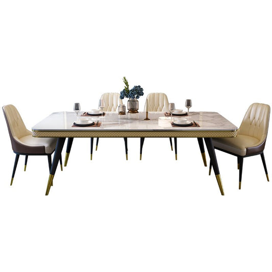 Dining Table Set Italian Luxury Design Marble Top Esstisch-Set Metal Legs Tables