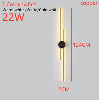 Wall Lamps Surface Mount Minimalist LED Long Coppe Wall Lights