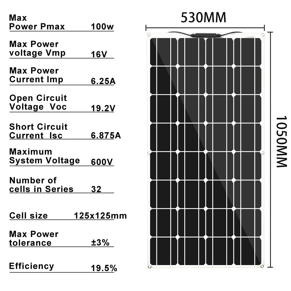 Solar Panel Complete Energy Kit Photovoltaic Flexible Set Battery Motorhome Charger