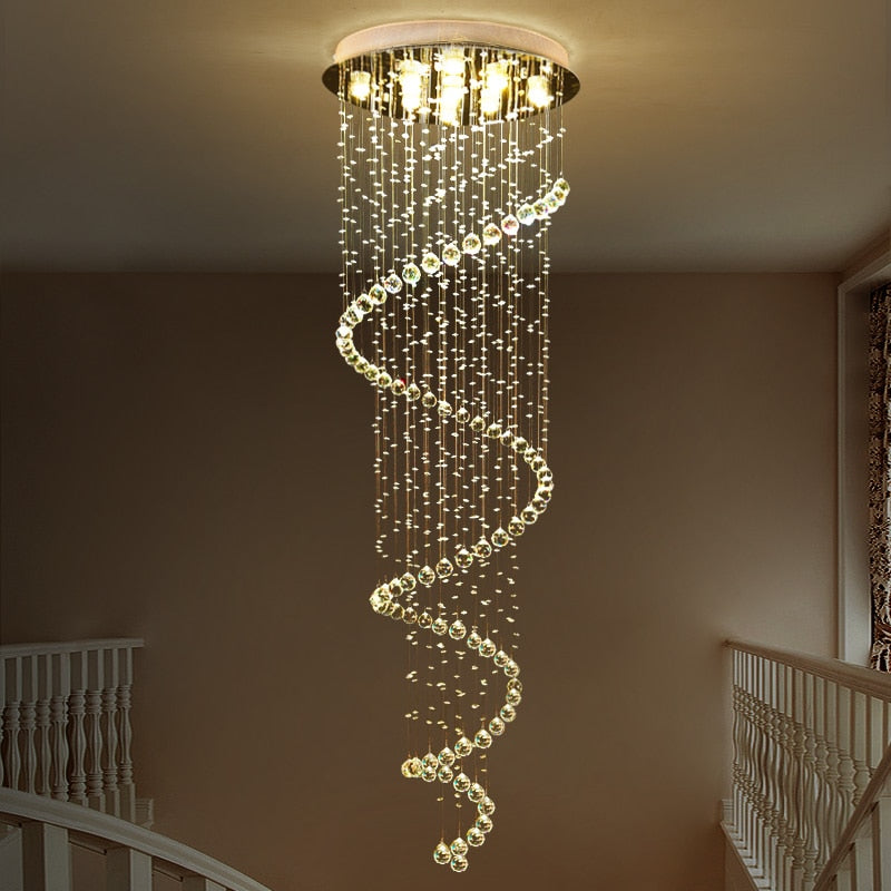 Chandelier New LED K9 Crystal Lights Long Staircase Chandeliers