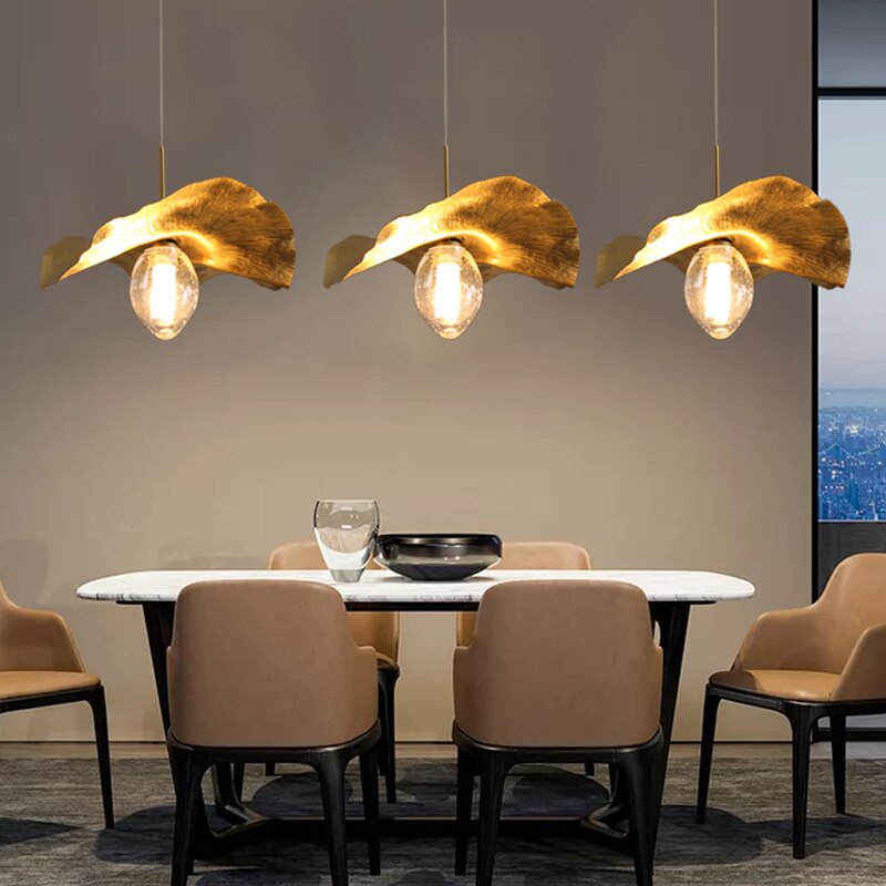 Pendant Light Nordic Modern Chandelier Lotus Copper Pendant Lights