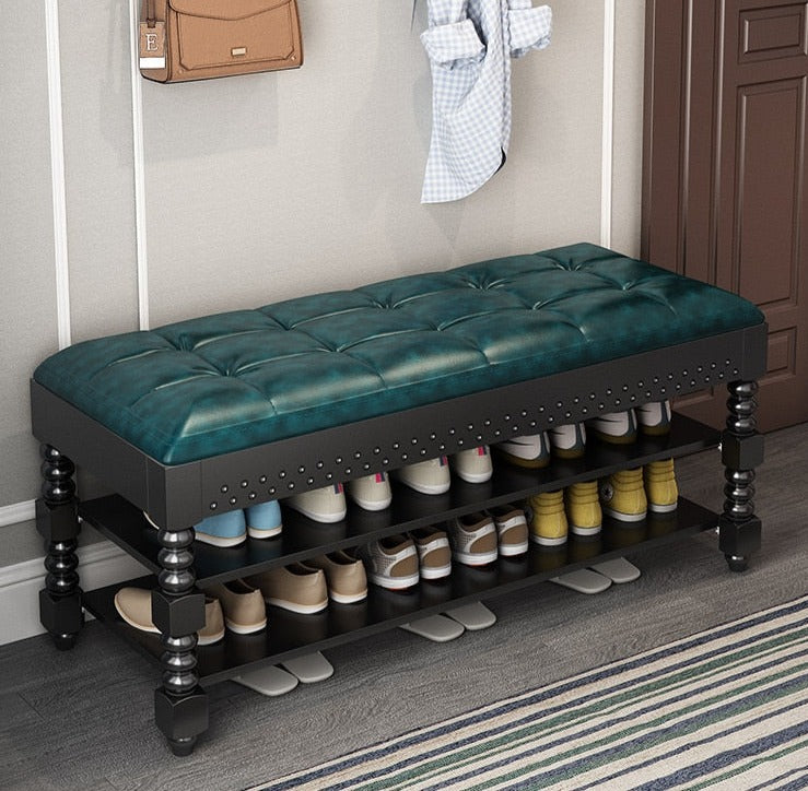 Shoe Cabinets Double Layer Shoemaker Bench Leather Cushion Shoe Rack Schuhschränke Stool