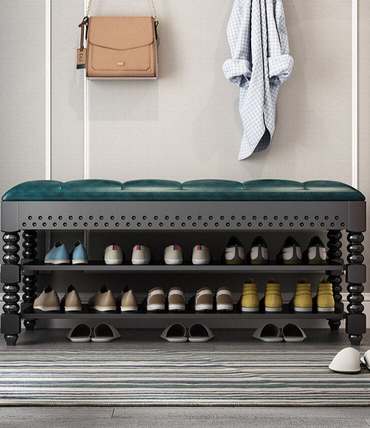 Shoe Cabinets Double Layer Shoemaker Bench Leather Cushion Shoe Rack Schuhschränke Stool