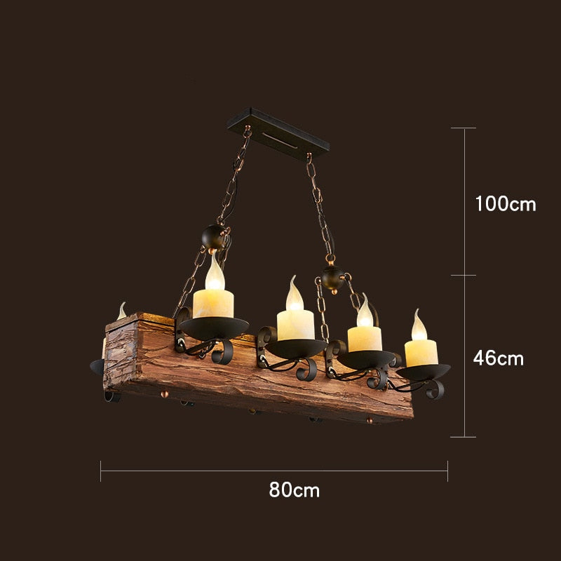 Pendant Light Antique Industrial Retro Wood E27 LED Ceiling Chandelier Wood Pendant Lights