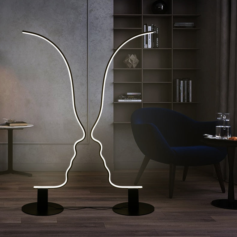 Floor Lamp Human Face Black Body LED Floor Lamp Home Decor Stehlampe