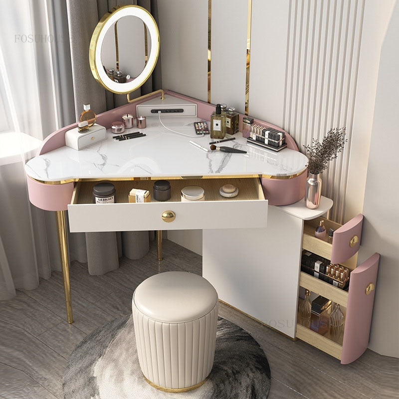 Dressing Table Set Bedroom Furniture 90 Degree Triangle Schminktisch-Set Mini Dresser