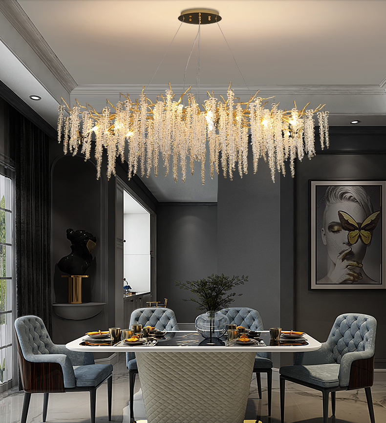 Chandelier Crystal Strip Art Creative Branch Living Room Lighting Chandeliers