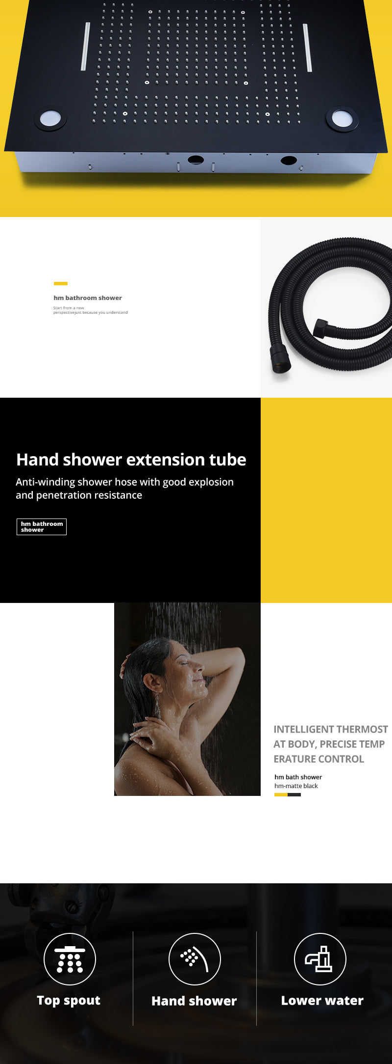 Shower Systems Duscharmatur Schwarz Matt Bad Accessoires//Shower Tap