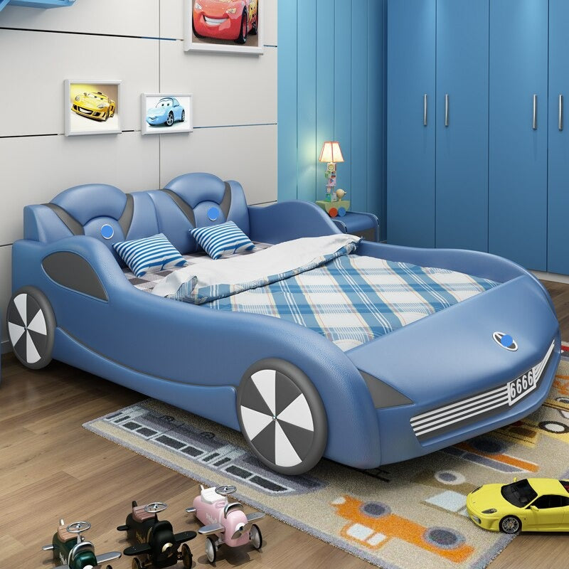 Kids Bed  Car Type Multifunctional Leather Bed