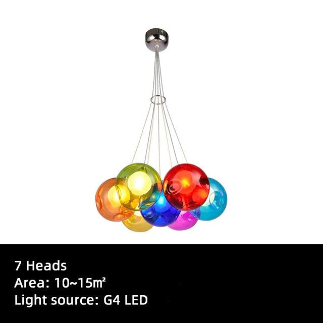 Children's Room Lighting Creative Glass Light Colorful Pendant Lamps Kids Room Hanging Lights