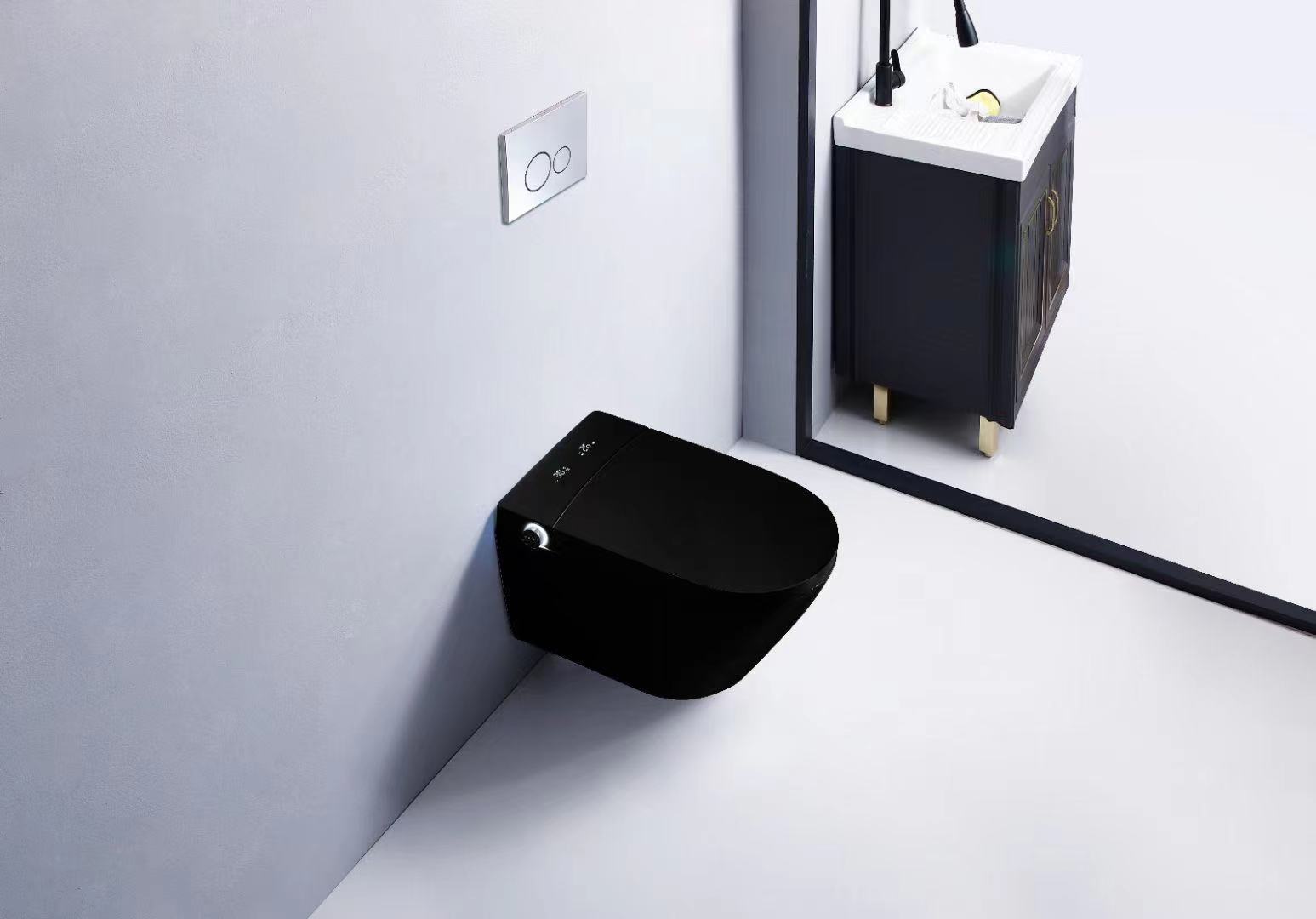 Bathroom Toilet P-trap Wall Hung Intelligent WC Elongated Remote Controlled Smart Bidet Toilette