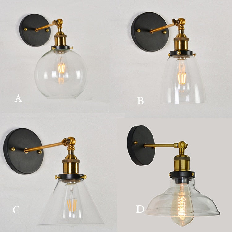 Wall Lamps Mounted Vintage Glass Loft Retro Wall Lights