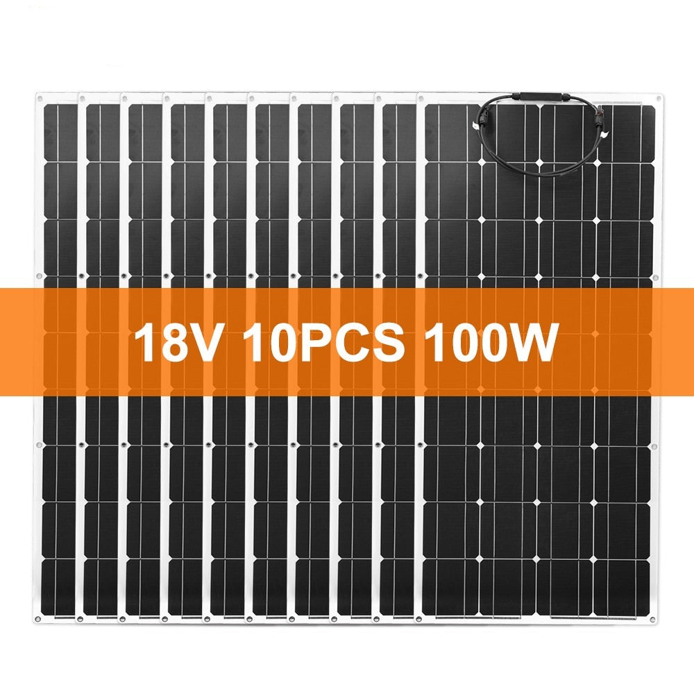 Dokio 18V 10pc 100W Flexible Solar panel Monocrystalline Solar Panel For Car/Home Waterproof Charge 12V 1000W Solar Panel