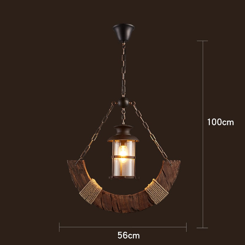 Pendant Light Antique Industrial Retro Wood E27 LED Ceiling Chandelier Wood Pendant Lights