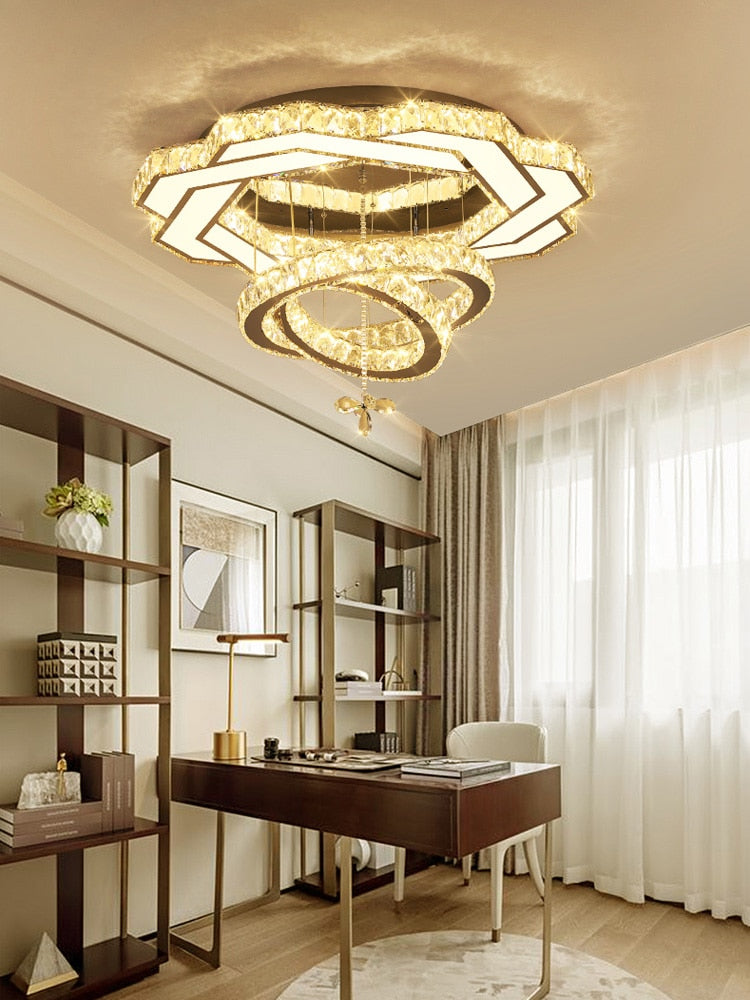 Ceiling Light Modern Сhrome Crystal LED Lustres Ceiling Lights