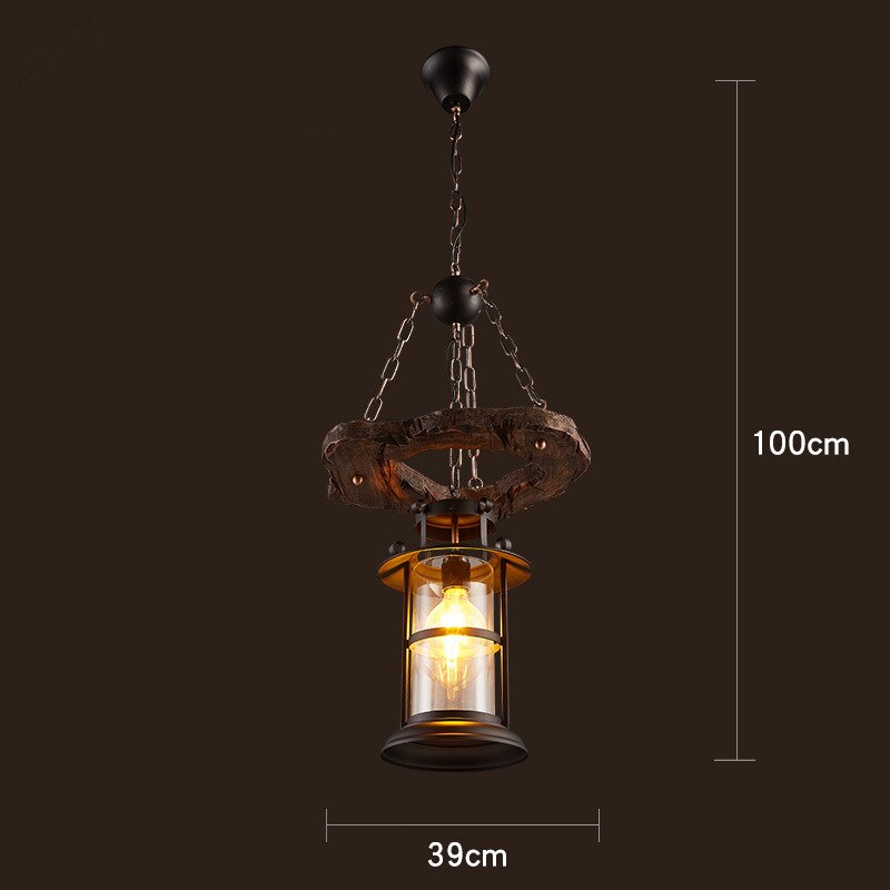 Pendant Light Antique Industrial Retro Wood E27 LED Ceiling Chandelier Wood Pendant Lights