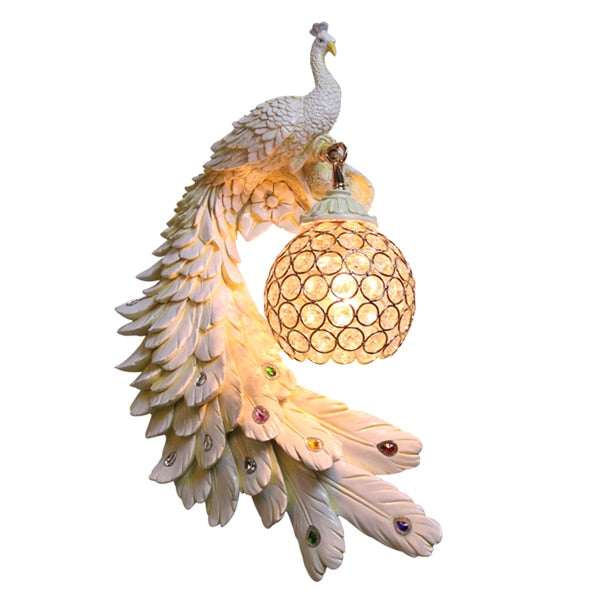 Wall Lamps Modern Twins Peacock Colorful Crystal Metal Wall Lights