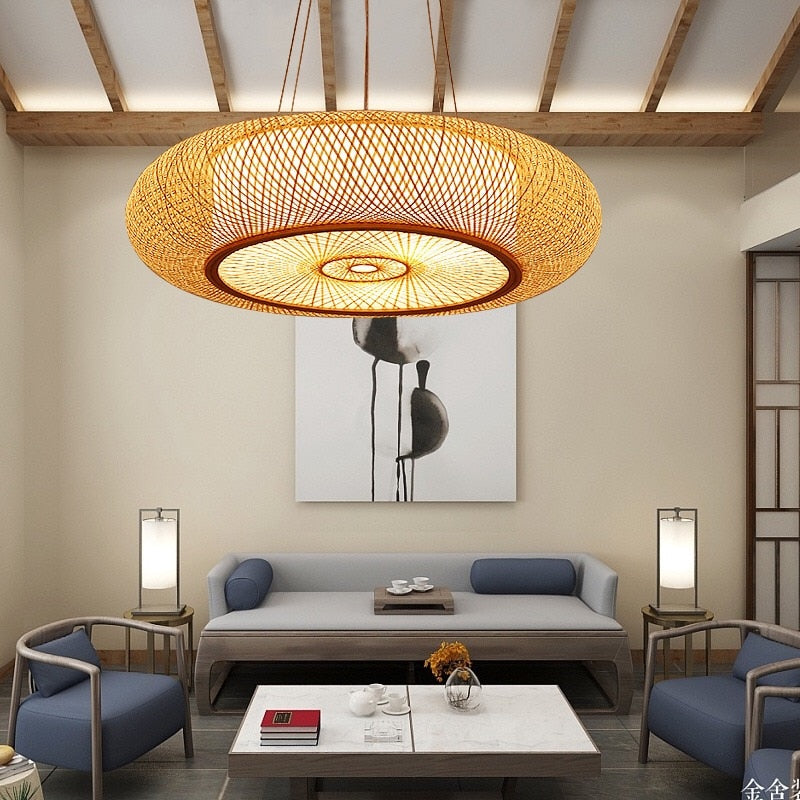 Pendant Light Bamboo Hanging Cover Wood Pendant Lights